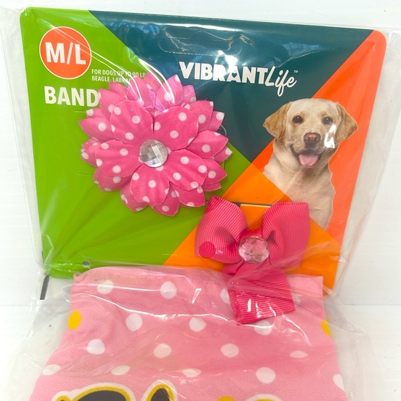 Vibrant Dogs Beagle, Labrador, Chihuahua Bandana Set Pink Color NWT - Picture 10 of 15